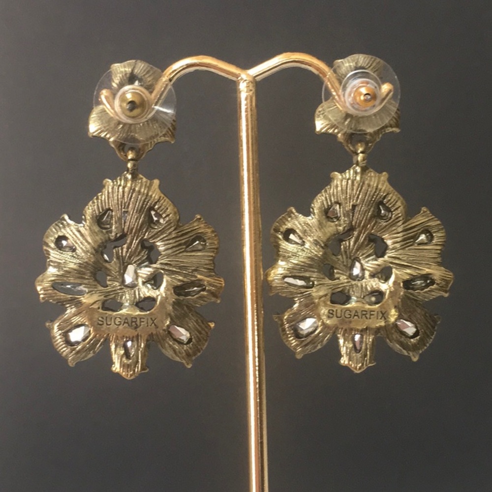 SUGARFIX silver statement earrings pierced high quality sparkling rhinestones - Picture 5 of 9